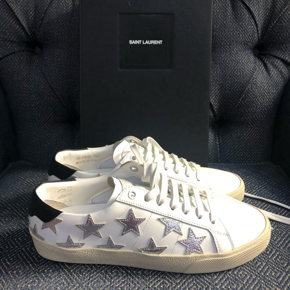 New Saint Laurent Leather Sneakers Stars - Picture 1 of 7